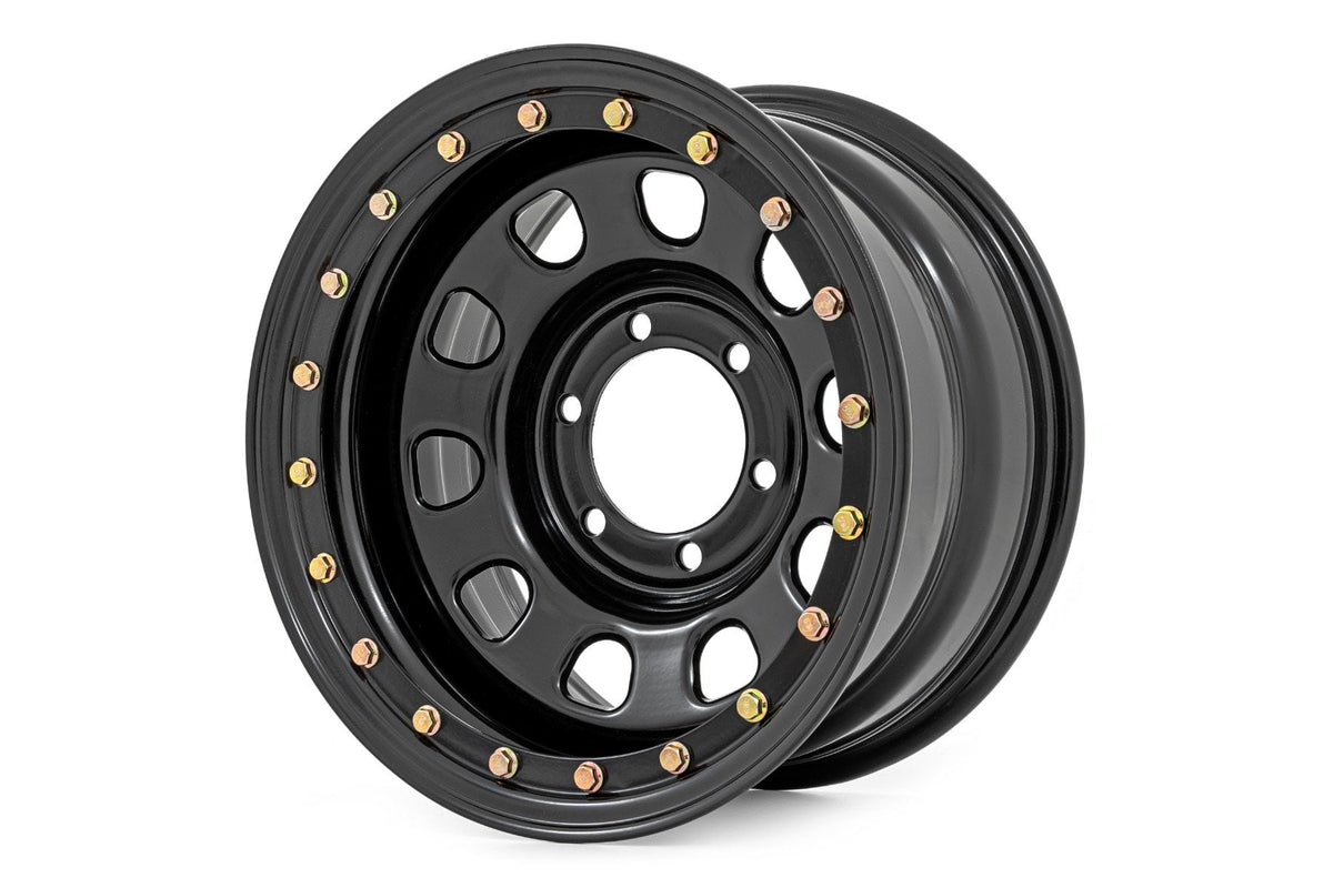 Rough Country Steel Simulated Bead Lock Wheel | Black | 15x10 | 5x4.5 | 3.30 Bore | -39