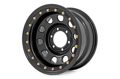 Rough Country Steel Simulated Bead Lock Wheel | Black | 15x10 | 5x4.5 | 3.30 Bore | -39