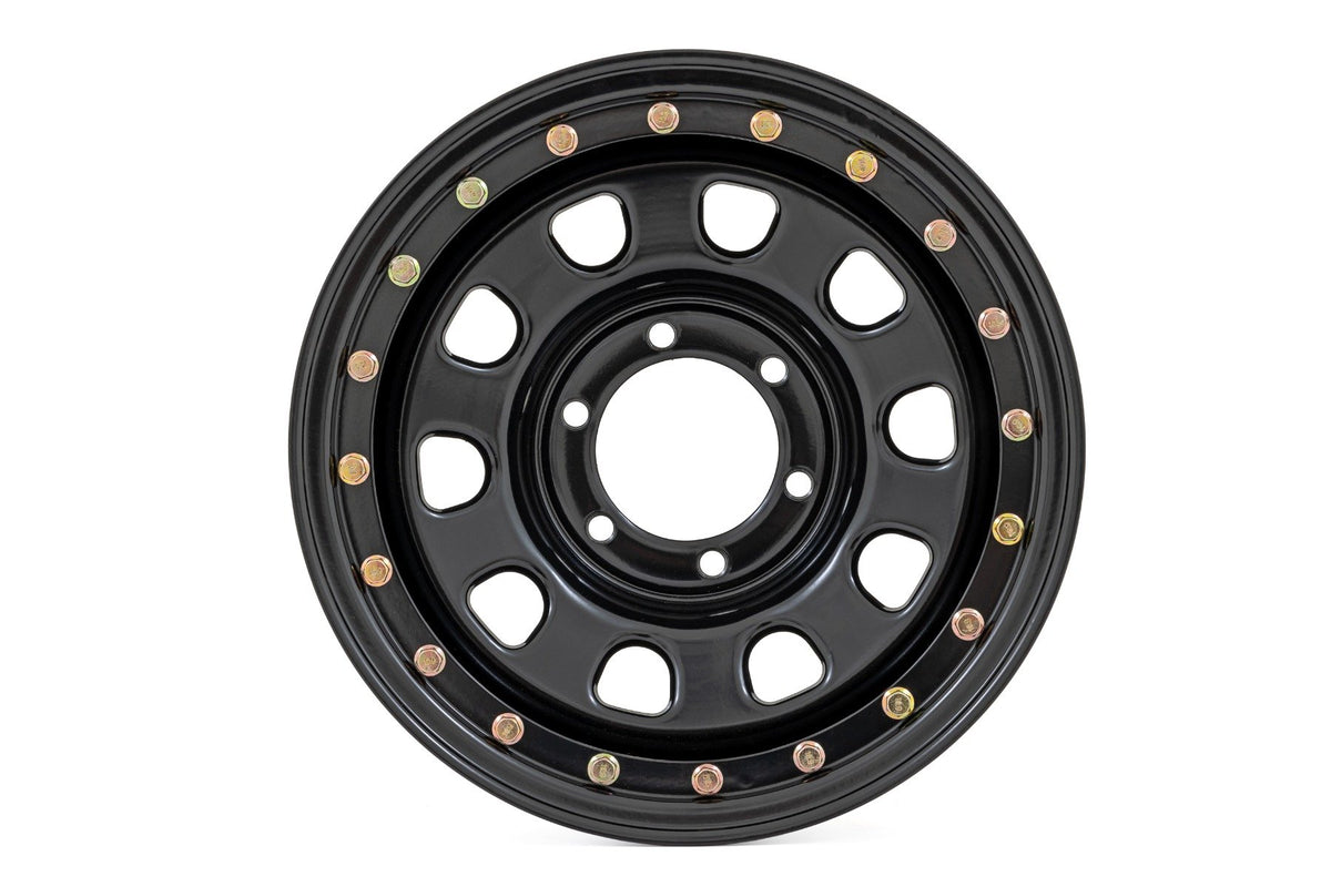 Rough Country Steel Simulated Bead Lock Wheel | Black | 15x10 | 5x4.5 | 3.30 Bore | -39