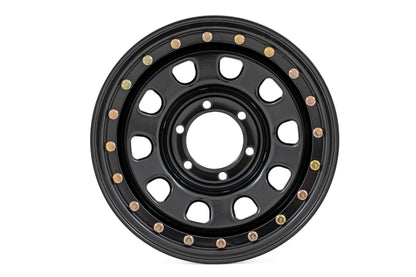 Rough Country Steel Simulated Bead Lock Wheel | Black | 15x10 | 5x4.5 | 3.30 Bore | -39