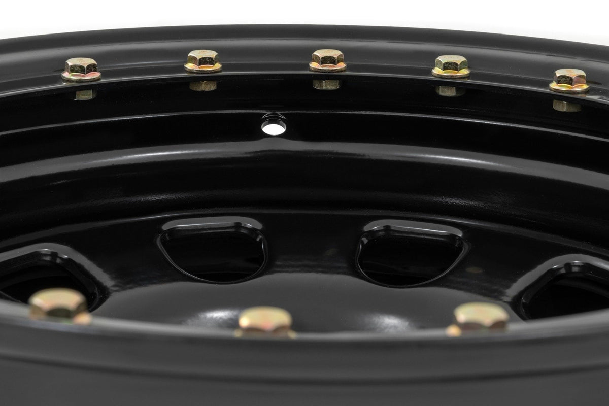 Rough Country Steel Simulated Bead Lock Wheel | Black | 15x10 | 5x4.5 | 3.30 Bore | -39
