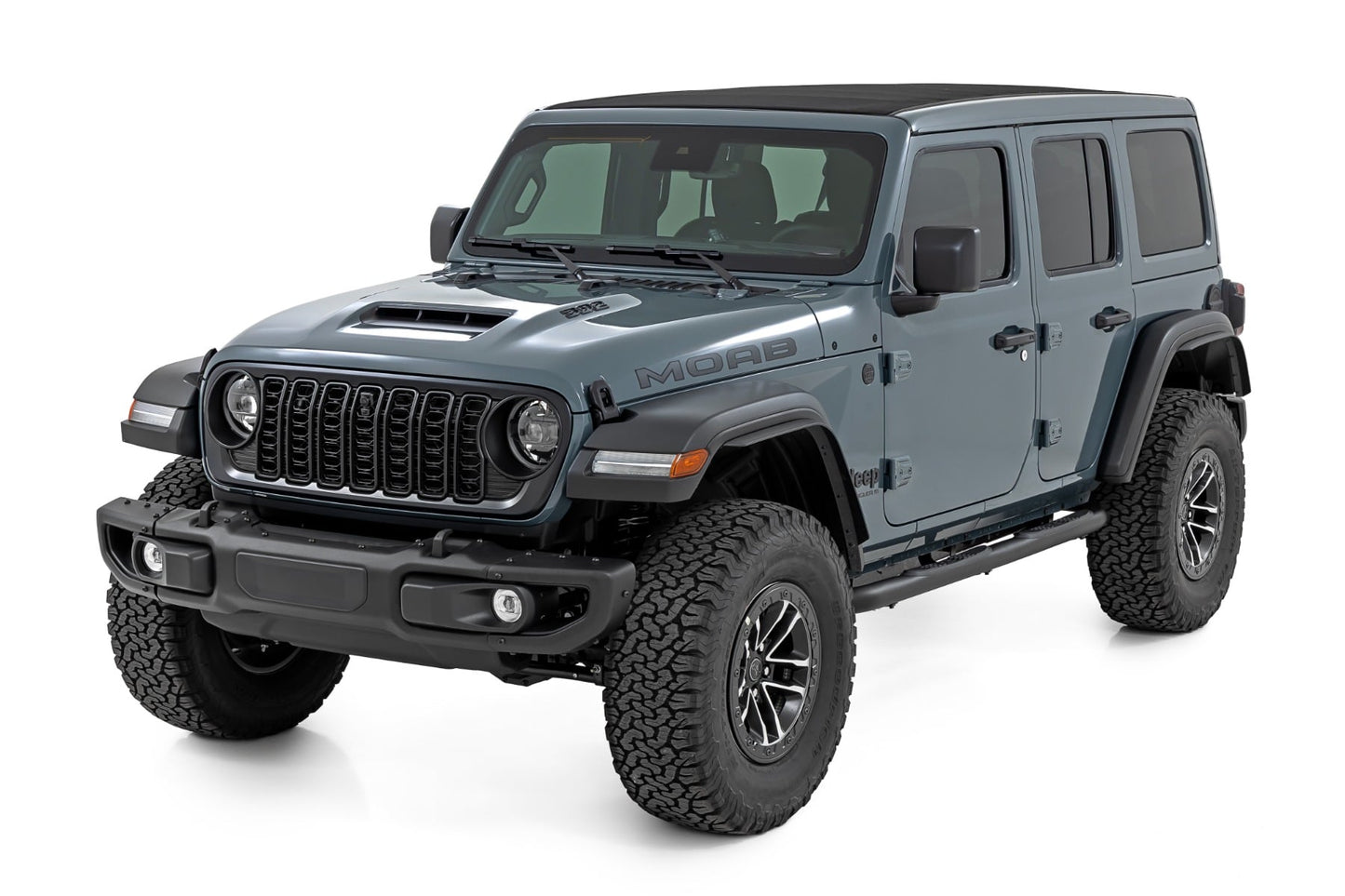 Rough Country Nerf Steps | 3-Inch Tube | 4 Door | Jeep Wrangler Unlimited 2WD/4WD (2018-2026)