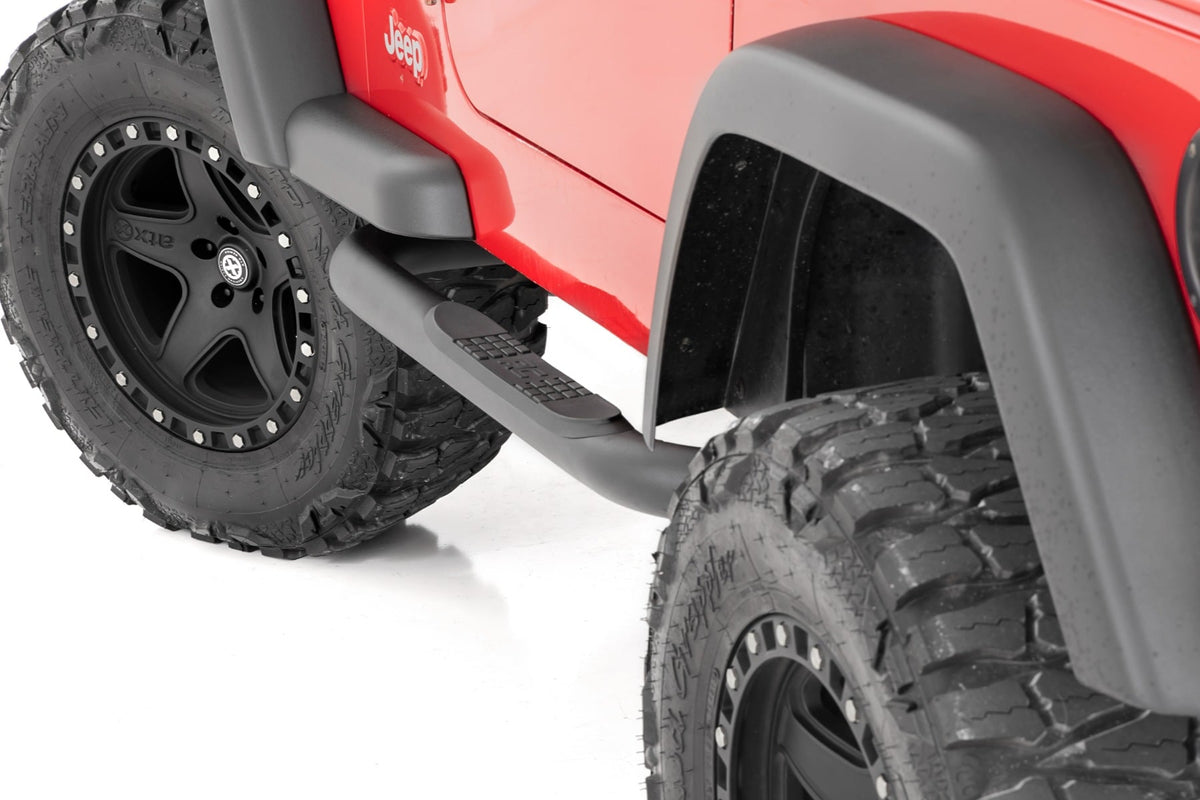 Rough Country Nerf Steps | 3-Inch Tube | Jeep Wrangler TJ (97-06)/Wrangler YJ (87-95)