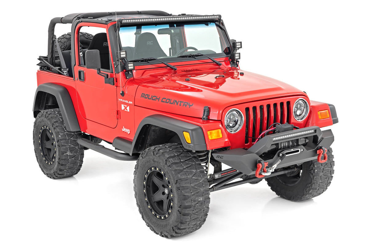 Rough Country Nerf Steps | 3-Inch Tube | Jeep Wrangler TJ (97-06)/Wrangler YJ (87-95)